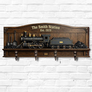 The Family Station, Personalized Key Holder, Gift For Dad and Train lovers