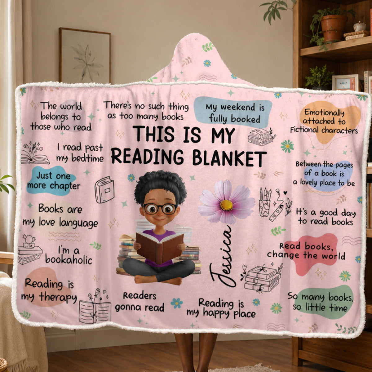 Custom Affirmation Snuggle Blanket, Hoodie Blanket - Personalized Christmas Bookish Gifts For Book Lovers