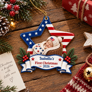 America 250 Star Christmas Love - Real 3D Raised Ornament