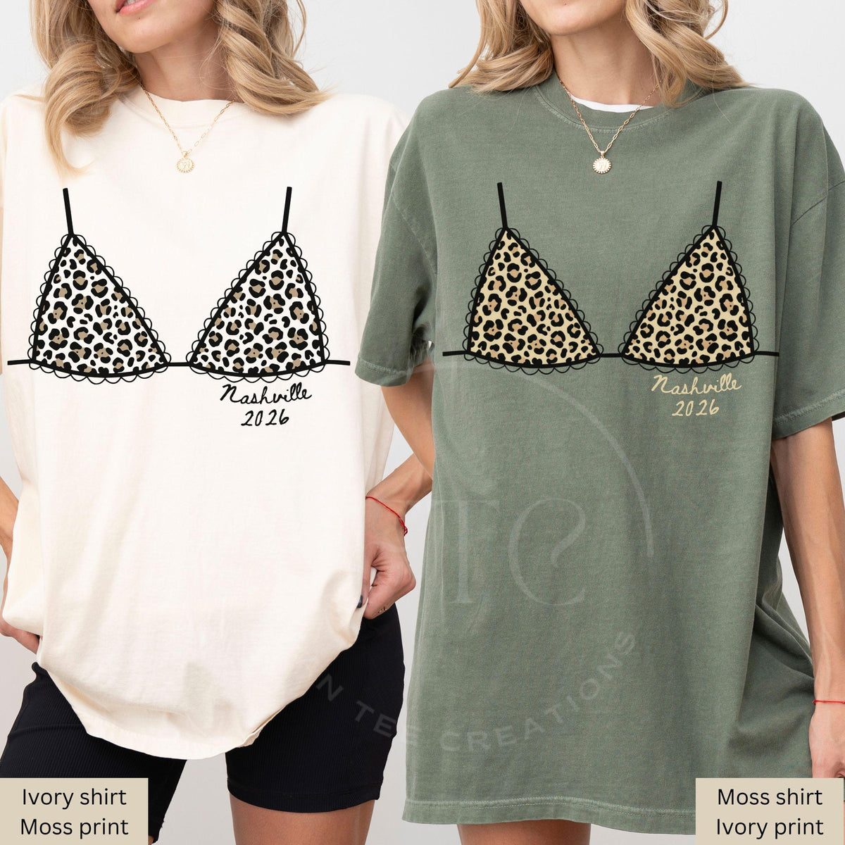 Custom Leopard Bikini Bachelorette Shirt, Nashville Bach Party Shirt, Bride Squad Trip Tee, Personalized Comfort Colors Girls Trip Tee