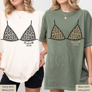 Custom Leopard Bikini Bachelorette Shirt, Nashville Bach Party Shirt, Bride Squad Trip Tee, Personalized Comfort Colors Girls Trip Tee