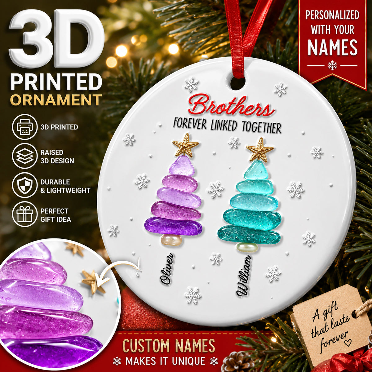 Christmas Tree Ornament Holiday Fun - Real 3D Raised Ornament