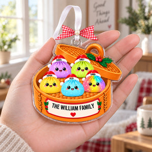 Personalized Glitter Dumpling Ornament, Dim Sum Acrylic Family Ornament