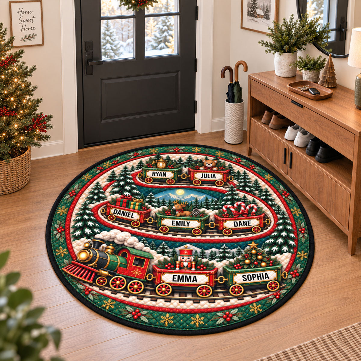 Magical Holiday Train - Personalized Quilted Mat