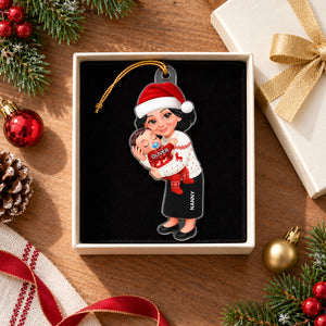 Endless Love Christmas Grandma Hugging Grandkids - Personalized Acrylic Ornament - Gift For Grandma, Grandkids