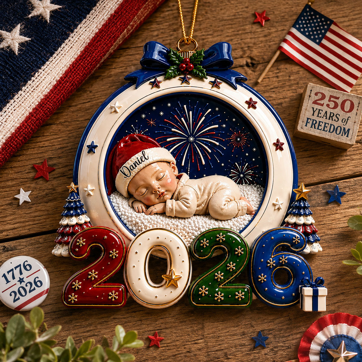 Wrapped In Christmas Love 2026 - Real 3D Raised Ornament