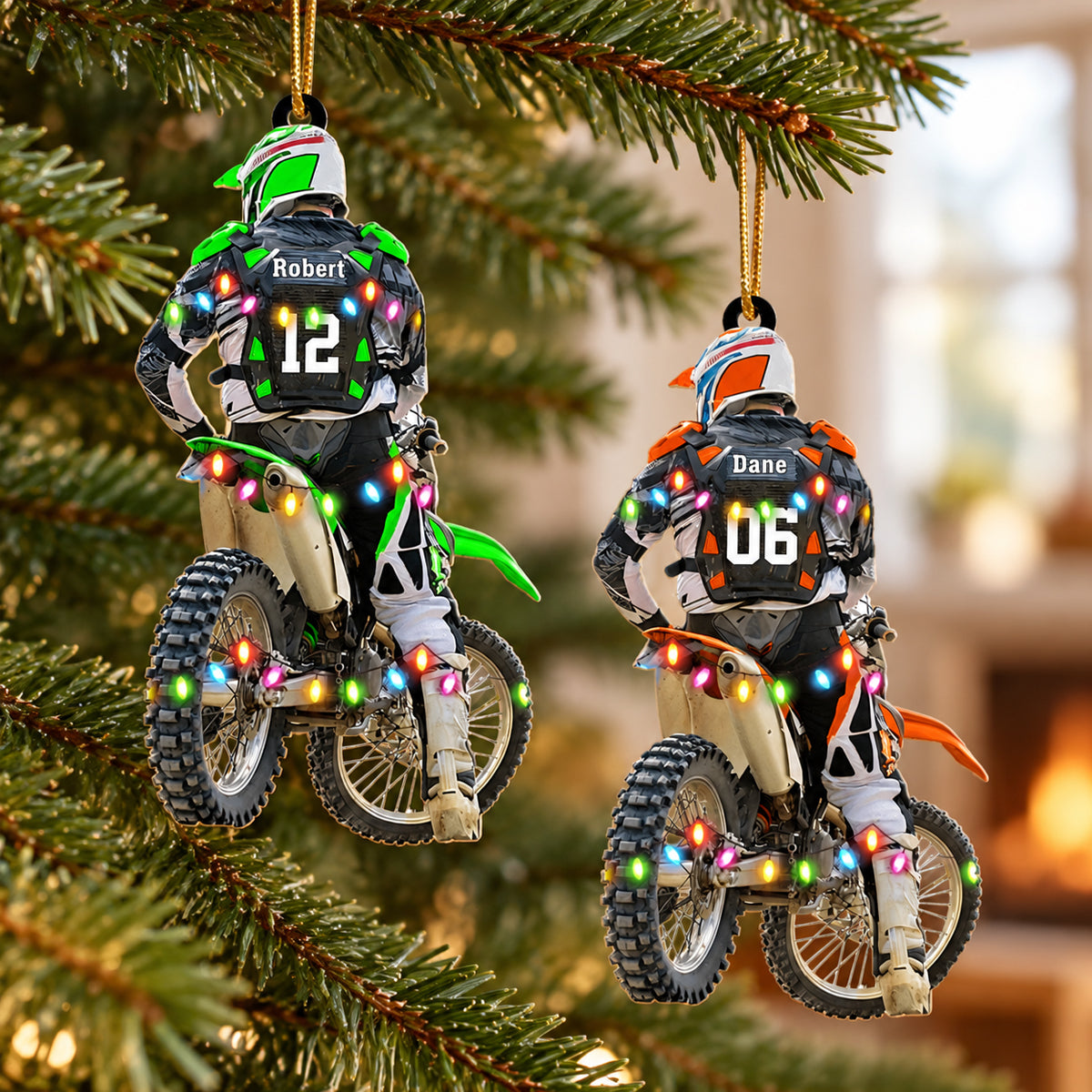 Personalized Motocross Dirt Bike Christmas Ornament - Gift for Motocross Racers