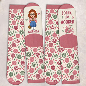 Personalized Crew Socks - Crochet, Knitting Gift For Craft Lovers - Hooked On Crochet
