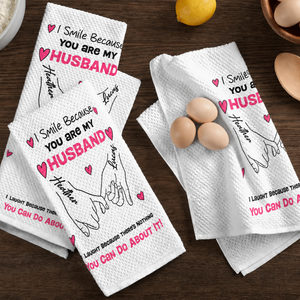 I Laugh Because There's Nothing You Can Do About It! - Personalized Name Waffle Weave Kitchen Towel, Housewarming Gift