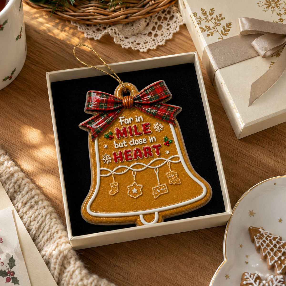 Love Erases The Long Distance - Real 3D Raised Ornament - Personalized Christmas Gifts
