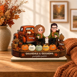Fall Season Pumpkin Truck Grandma Grandpa Pumpkin Patch - Personalized Wooden Plaque - Fall Decor For Grandparents