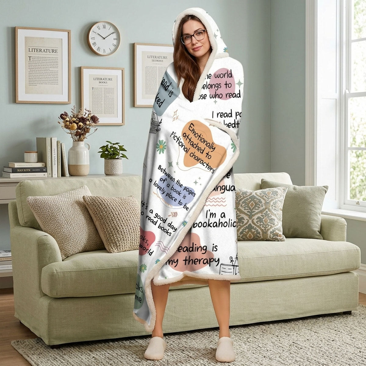 Custom Affirmation Snuggle Blanket, Hoodie Blanket - Personalized Christmas Bookish Gifts For Book Lovers