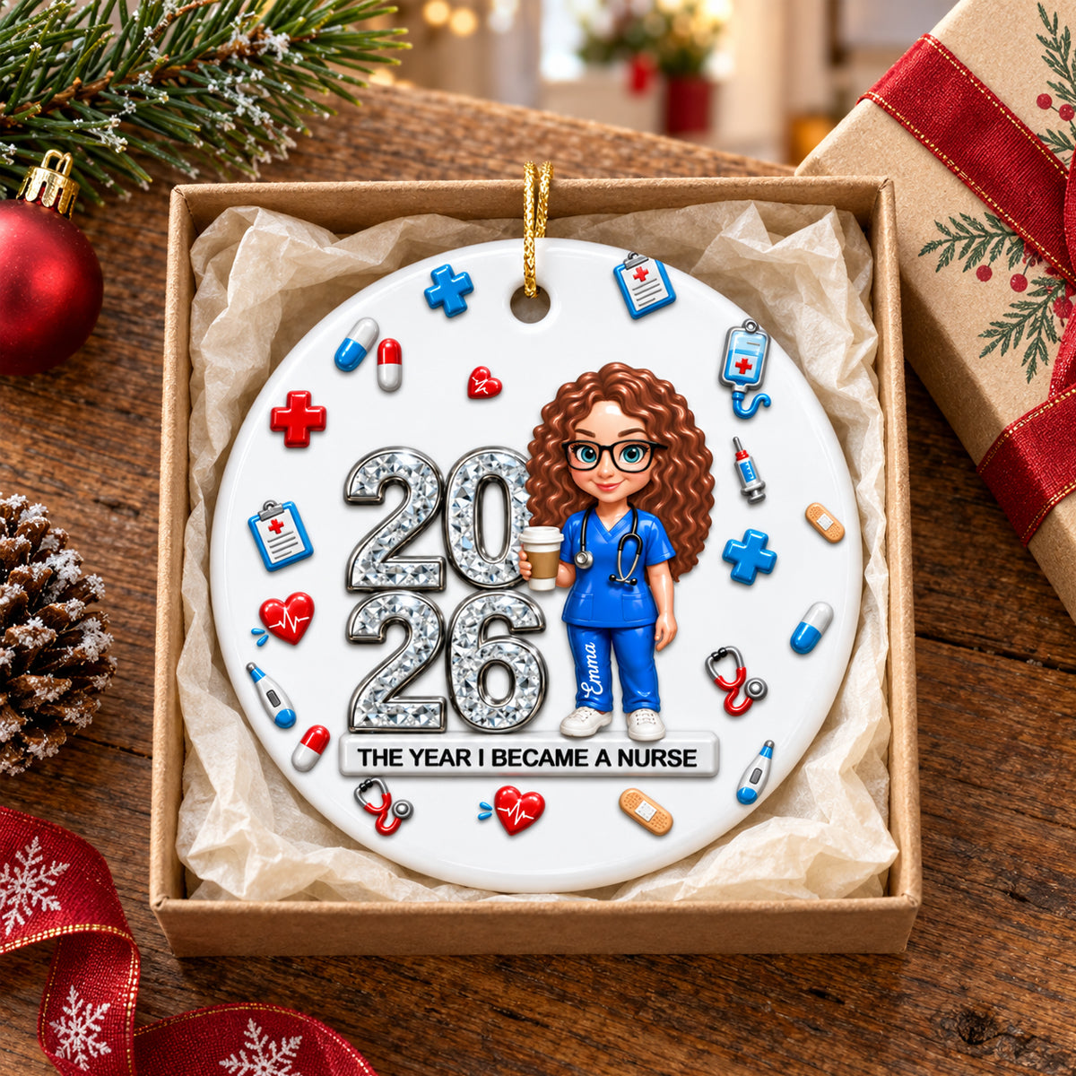 The Year I Became A Nurse Ornament - Real 3D Raised Ornament