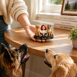 A Girl And Her Dogs - Personalized 3D Figurine - Gift For Dog Lovers