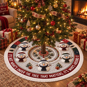 Custom Snowman Tree Skirt - Personalized Christmas Birthday Gifts For Mom, Dad, Brother, Sister