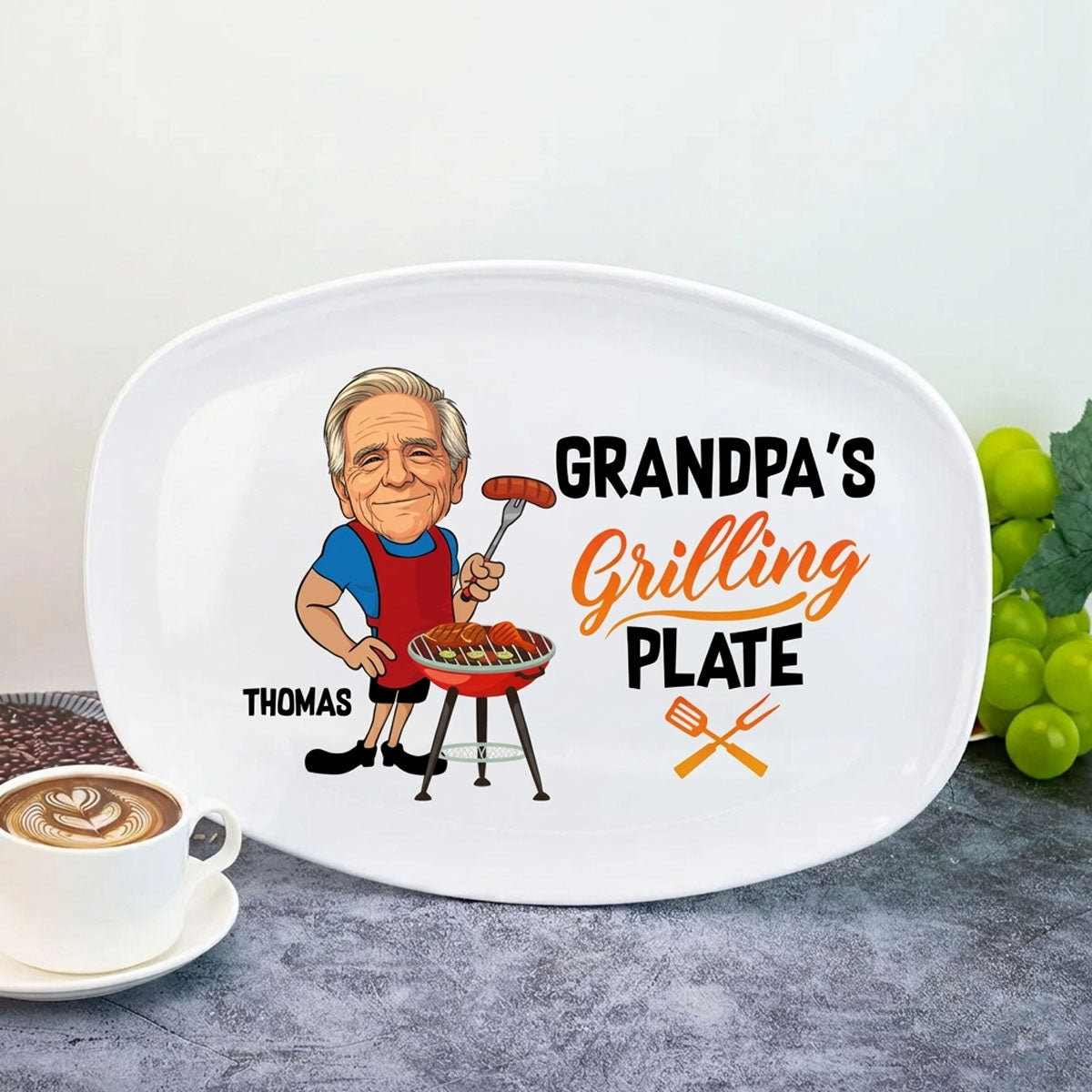 Custom Photo Daddy's Grilling Plate - Personalized Plate