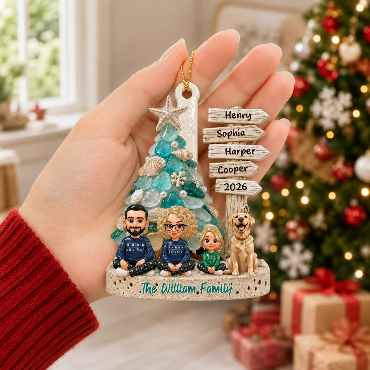 Coastal Vibe Christmas Gift - Family Ornament - Real 3D Raised Ornament