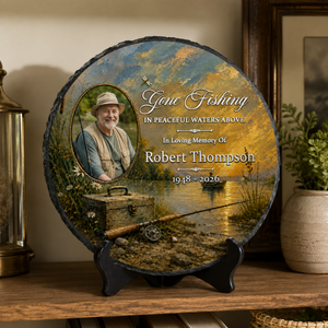 Gone Fishing Photo Memorial Garden Stones - Personalized Memorial Gifts