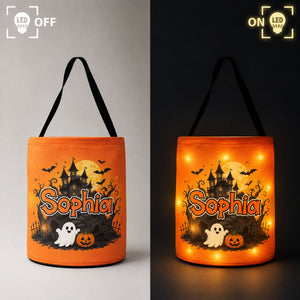 Custom LED Light Bucket Bag - Personalized Halloween Birthday Gifts For Kids - Tiny Trickster