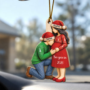 Parents-to-Be Baby Bump 3D Ornament - Personalized Pregnancy Gifts