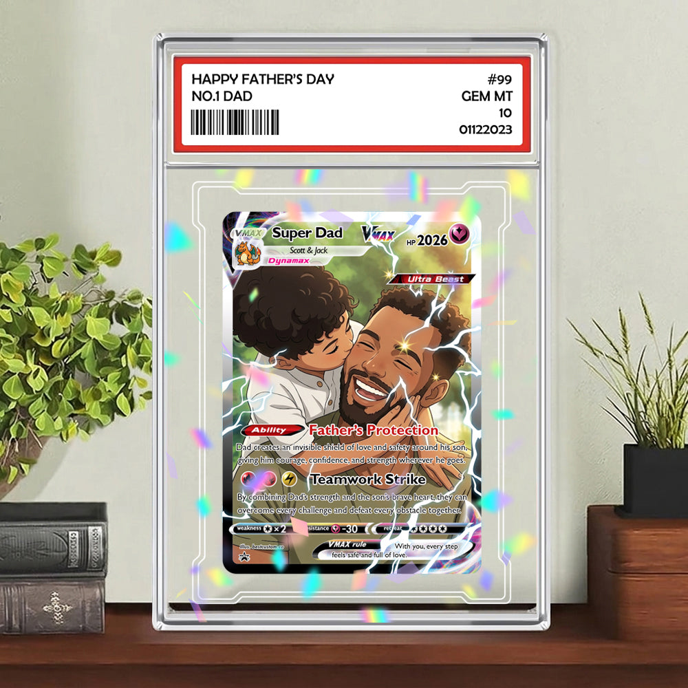 Personalized Father s Day Poke Card,Father s Day Gift, Custom PKM Photo Cards, Gifts for Gamer Dad, Custom PKM Trainer Card