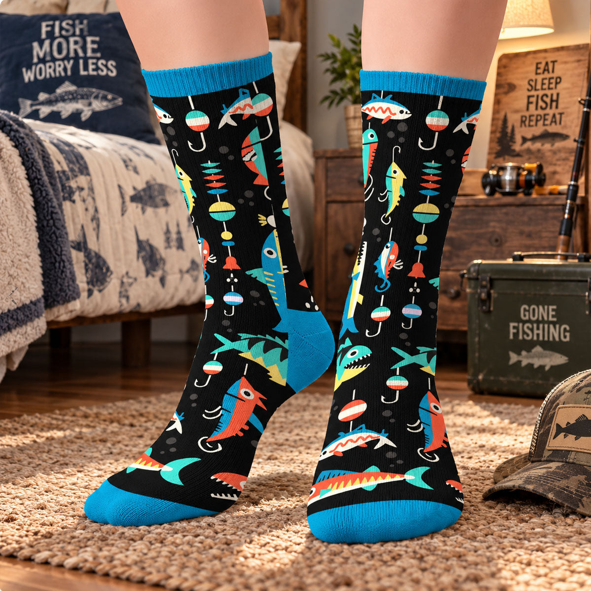 Personalized Crew Socks – Gift for Fishing Lovers – Hooked For Life