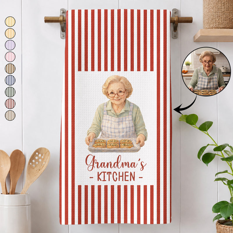 Mom Grandma Kitchen Vintage Stripe - Personalized Kitchen Towel