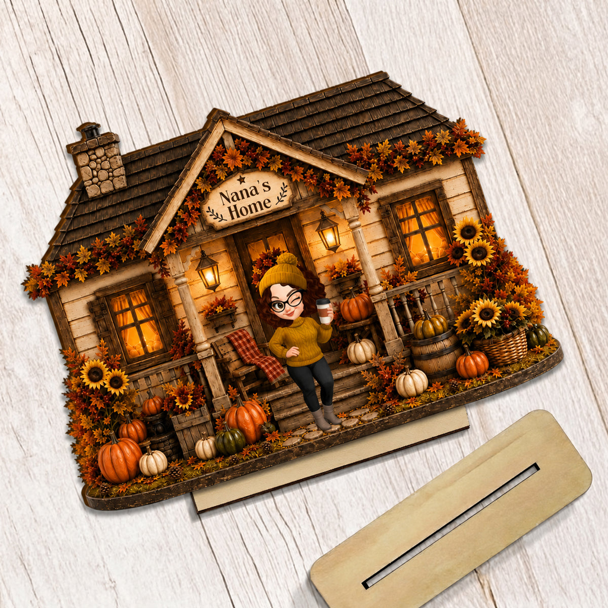 Personalized Harvest Home Wood Plaque, Custom Fall Pumpkin Shelf Display, Thanksgiving Gift For Family, Cozy House Decor, Autumn Table Sign