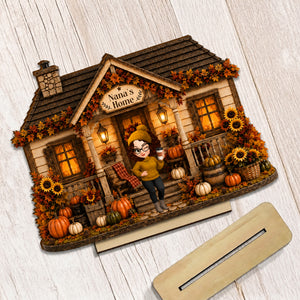 Personalized Harvest Home Wood Plaque, Custom Fall Pumpkin Shelf Display, Thanksgiving Gift For Family, Cozy House Decor, Autumn Table Sign