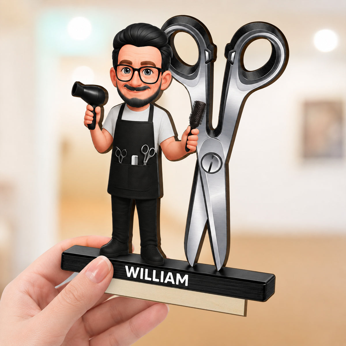Hairdresser Man Woman - Personalized 2-Layered Wooden Plaque - Gift For Hairdressers