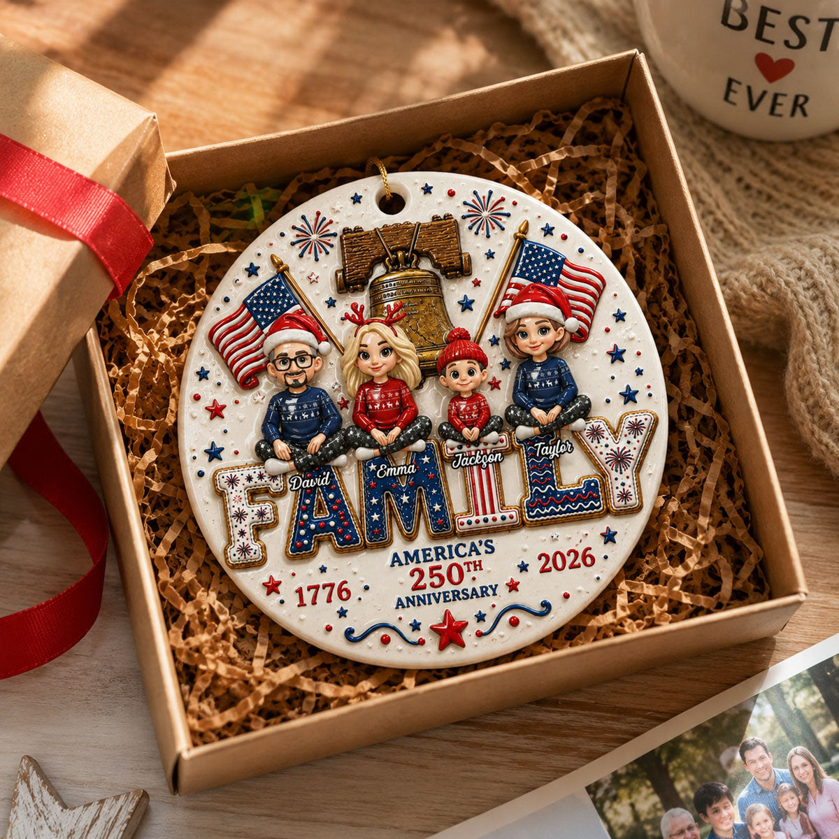 Patriotic Pride On The Tree Characters Custom Letter Ornament - Custom Letter Wooden Ornament