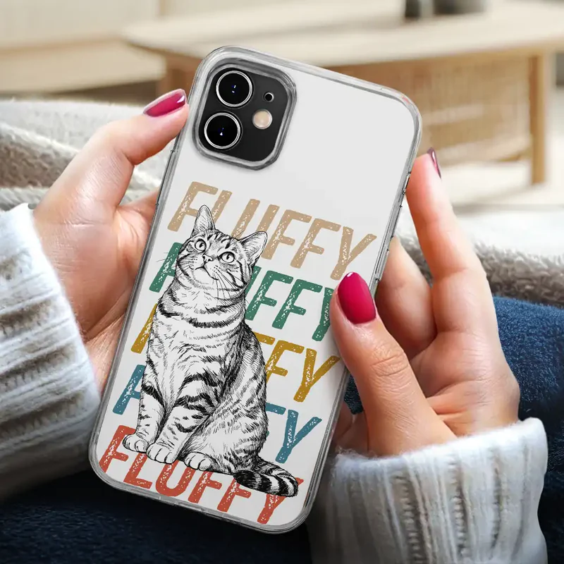 Custom Photo Pencil Sketch Art Dog Cat With Colorful Texts - Personalized Phone Case