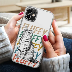 Custom Photo Pencil Sketch Art Dog Cat With Colorful Texts - Personalized Phone Case