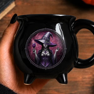 Custom Witchy Cauldron Coffee Mug - Personalized Halloween Gifts For Witch, Wife, Daughter, Besties, Sisters, Granddaughter, Grandma, Mom, Yourself - Starry Night, Witchy Mind