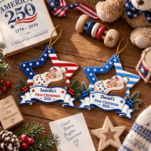 America 250 Star Christmas Love - Real 3D Raised Ornament