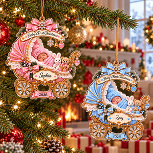 Personalized Baby’s First Christmas Ornament , Custom Name Acrylic Keepsake