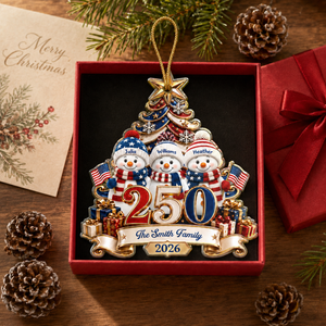 Snowman 250 Years Of Freedom America Anniversary - Personalized Custom Shaped Acrylic Ornament