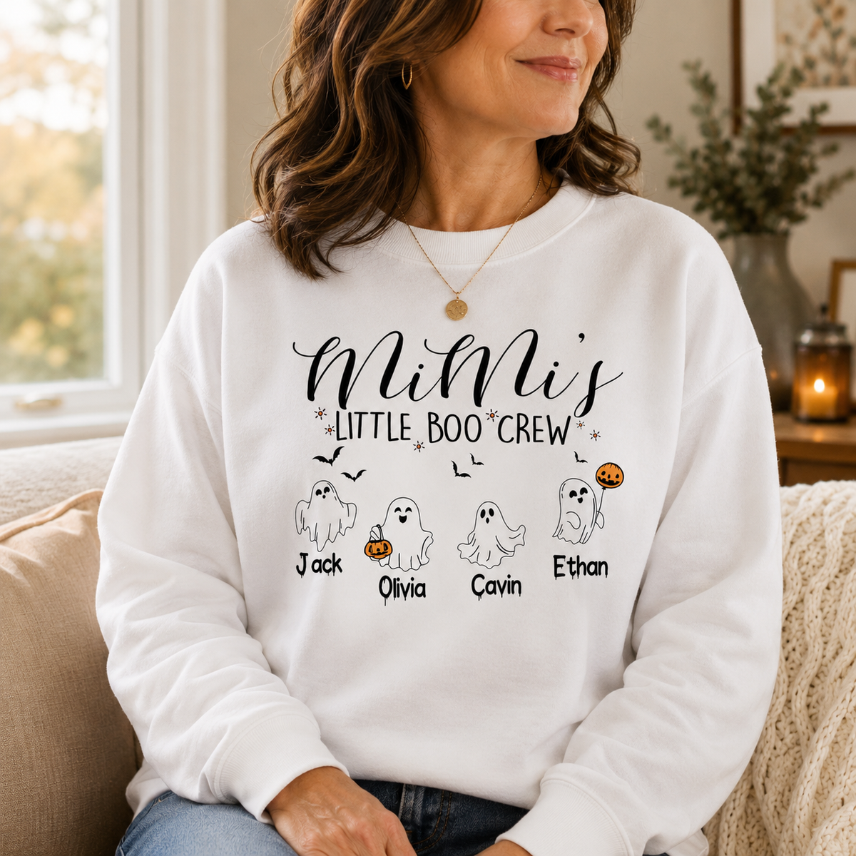 Custom Halloween Grandma Shirt, Grandma Boo Crew Shirt, Grandma's Bootiful Crew Shirt