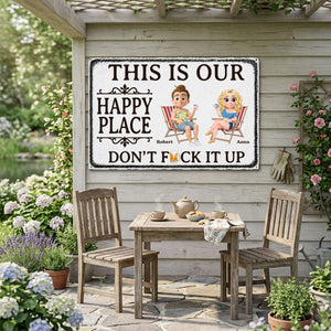 Custom Home Decor Metal Sign - Personalized Summer Vacation And Travel Gifts For Husband And Wife, Him And Her - This Is Our Happy Place