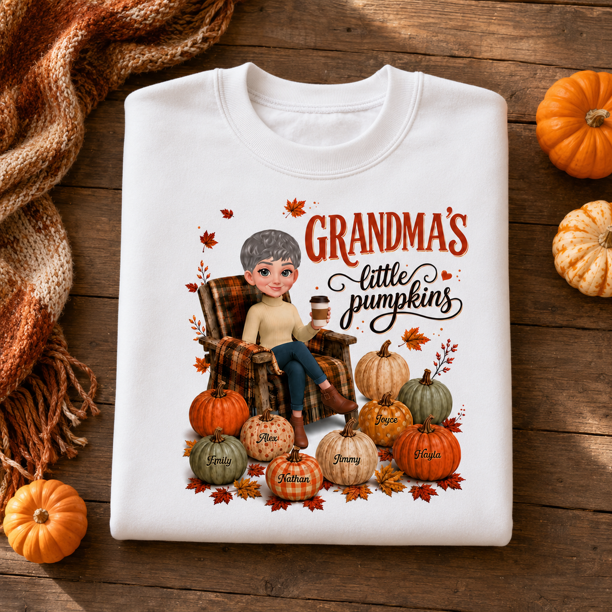 Grandma's Little Pumpkins - Personalized Shirt - Fall Tee for Grandma