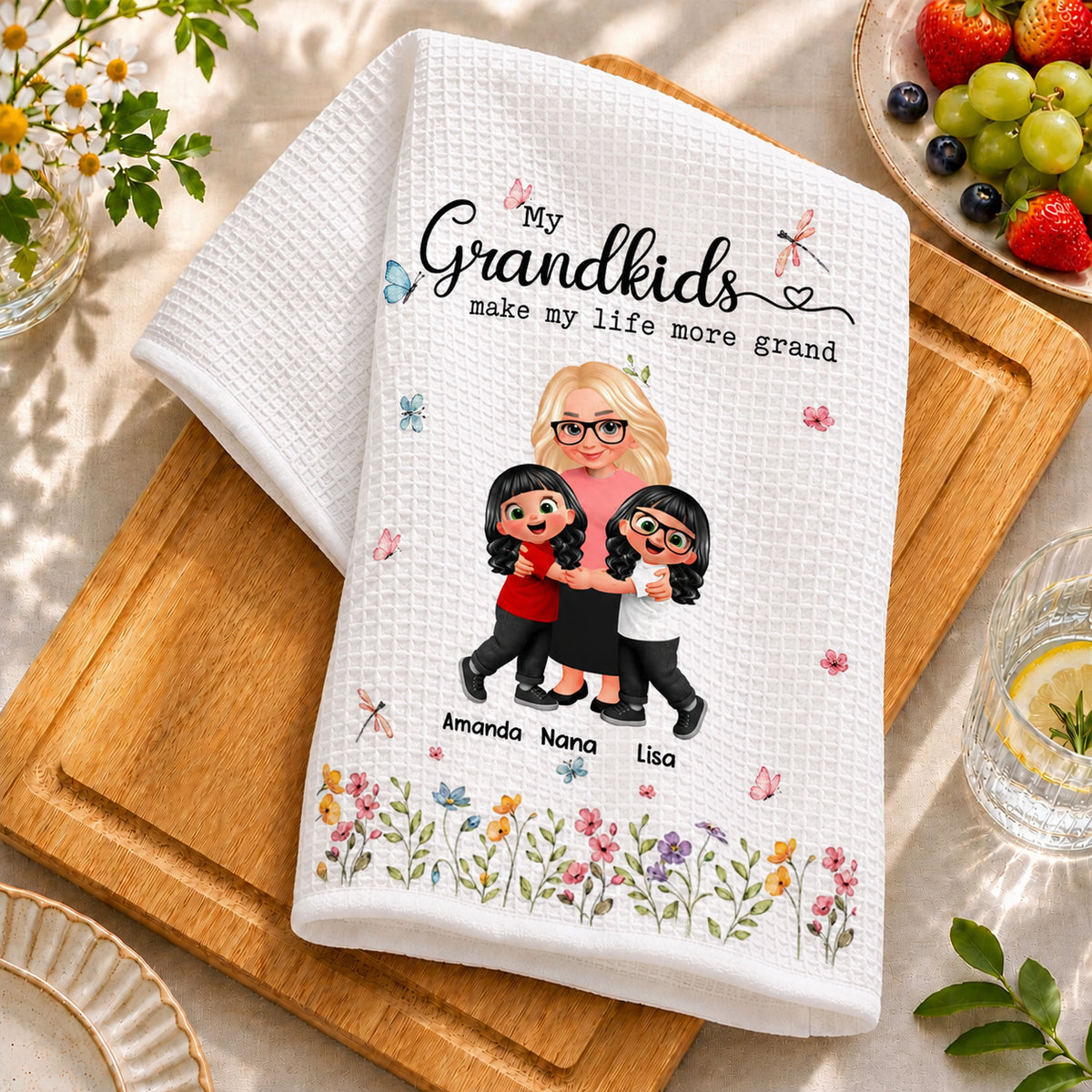 Make Life More Grand With Lovely Kids - Personalized Custom Kitchen Towel