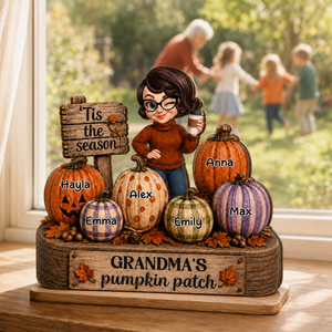 Tis The Season Nana's Pumpkin Patch - Personalized Wooden Plaque - Halloween Fall Decor for Her