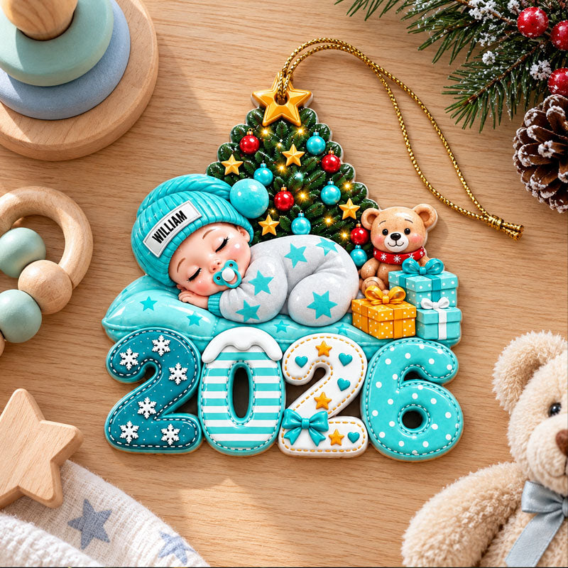 First Christmas Baby Sleeping Gift For New Mom, Baby - Personalized Custom Shaped Acrylic Ornament
