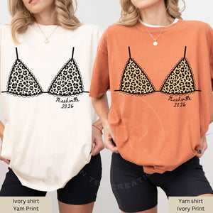 Custom Leopard Bikini Bachelorette Shirt, Nashville Bach Party Shirt, Bride Squad Trip Tee, Personalized Comfort Colors Girls Trip Tee