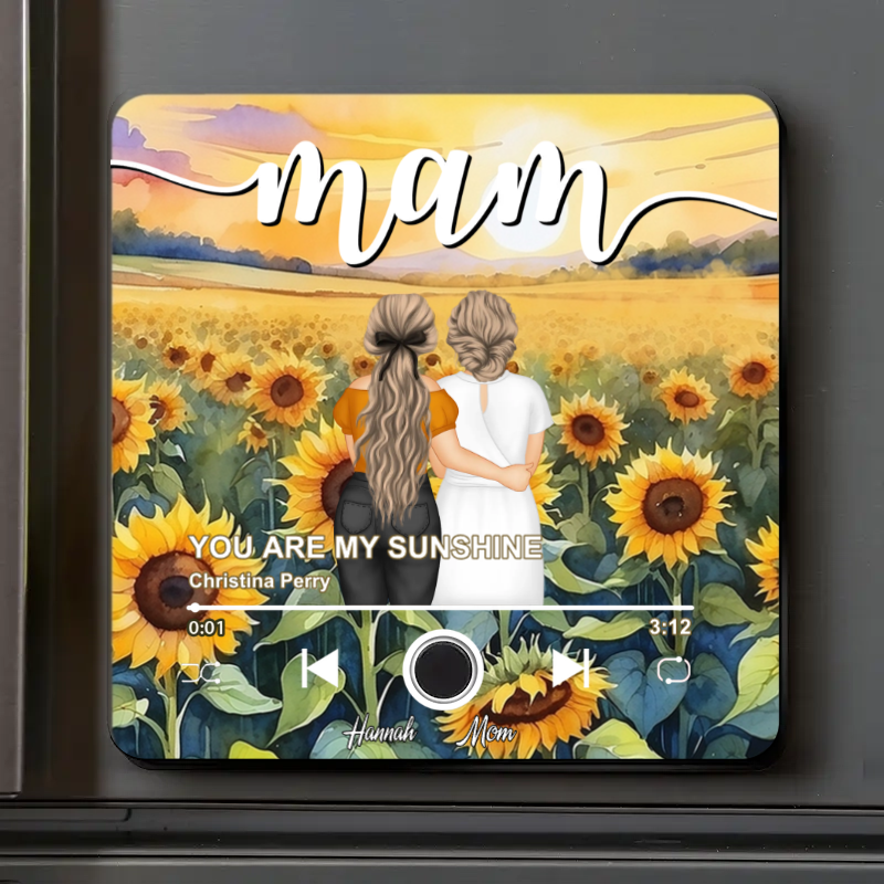 Mom To Us You Are The World Watercolor Landscape - Personalized Music Fridge Magnet - Gift For Mom, Mother's Day, Birthday Gift