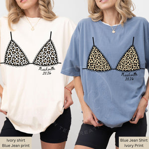 Custom Leopard Bikini Bachelorette Shirt, Nashville Bach Party Shirt, Bride Squad Trip Tee, Personalized Comfort Colors Girls Trip Tee