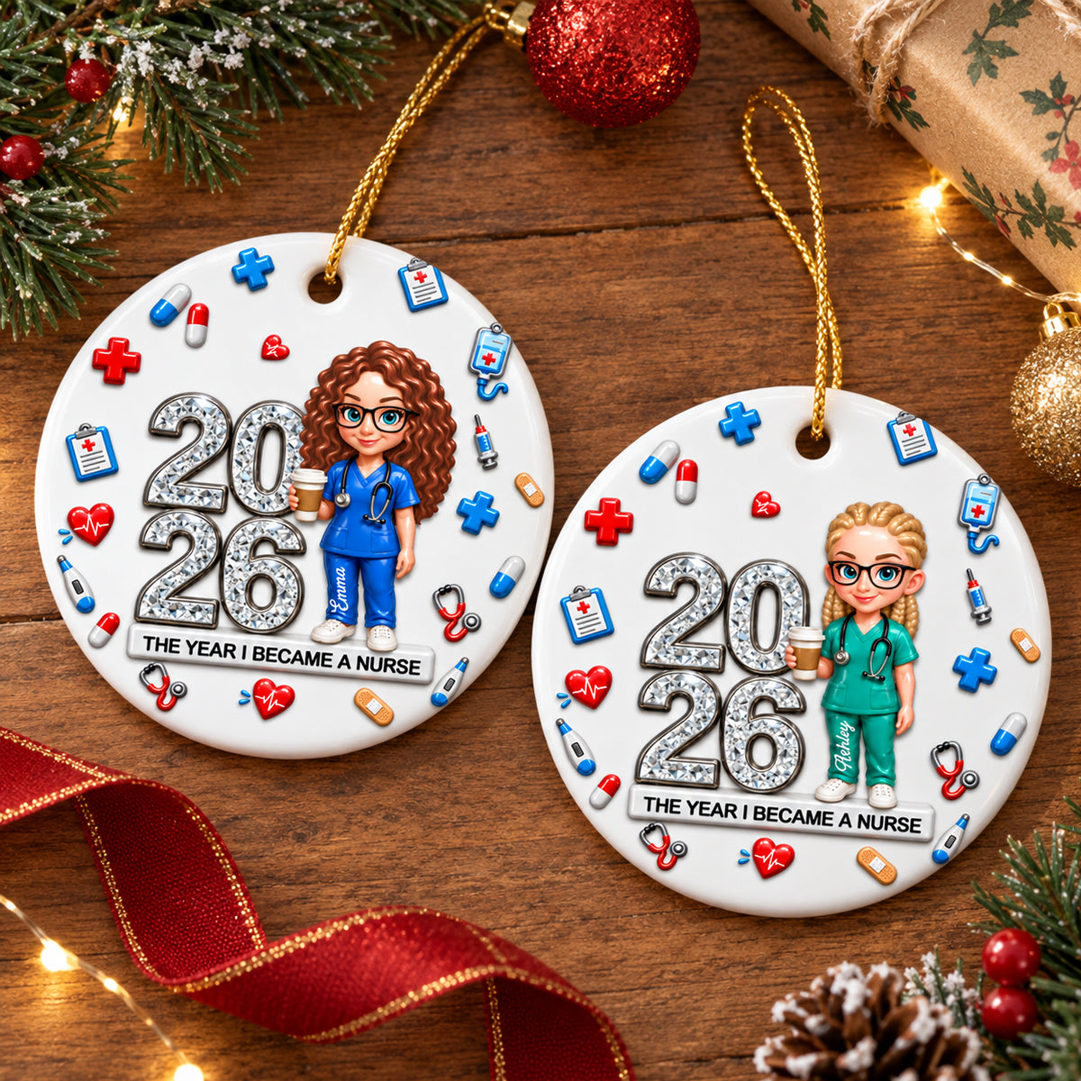 The Year I Became A Nurse Ornament - Real 3D Raised Ornament