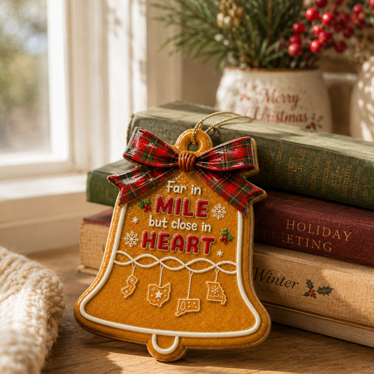 Love Erases The Long Distance - Real 3D Raised Ornament - Personalized Christmas Gifts
