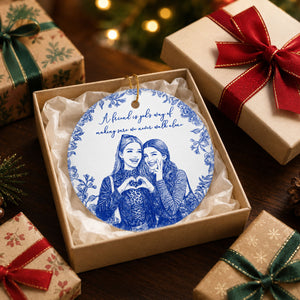 Friendship Sketch Line Art Christmas Gifts For Friends, Sisters - Personalized Ornament