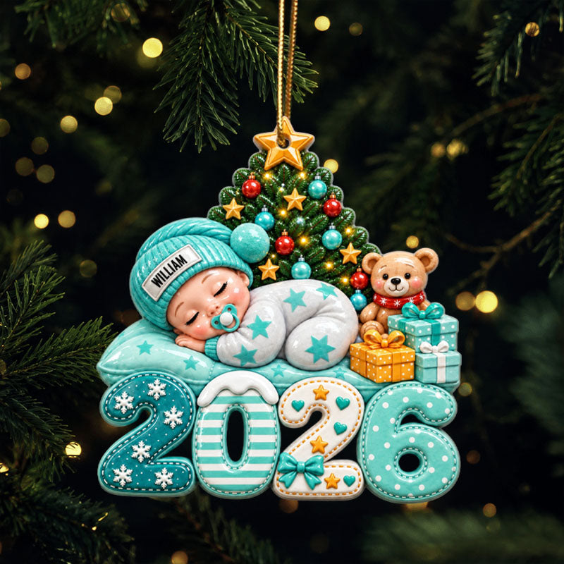 First Christmas Baby Sleeping Gift For New Mom, Baby - Personalized Custom Shaped Acrylic Ornament